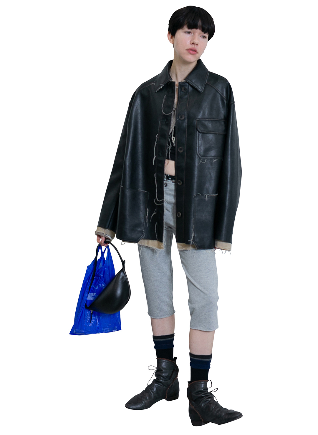 Washed Leather Jacket 詳細画像 Black 3