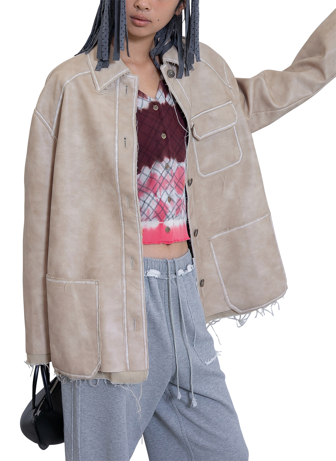 Washed Leather Jacket 詳細画像 Pink 1