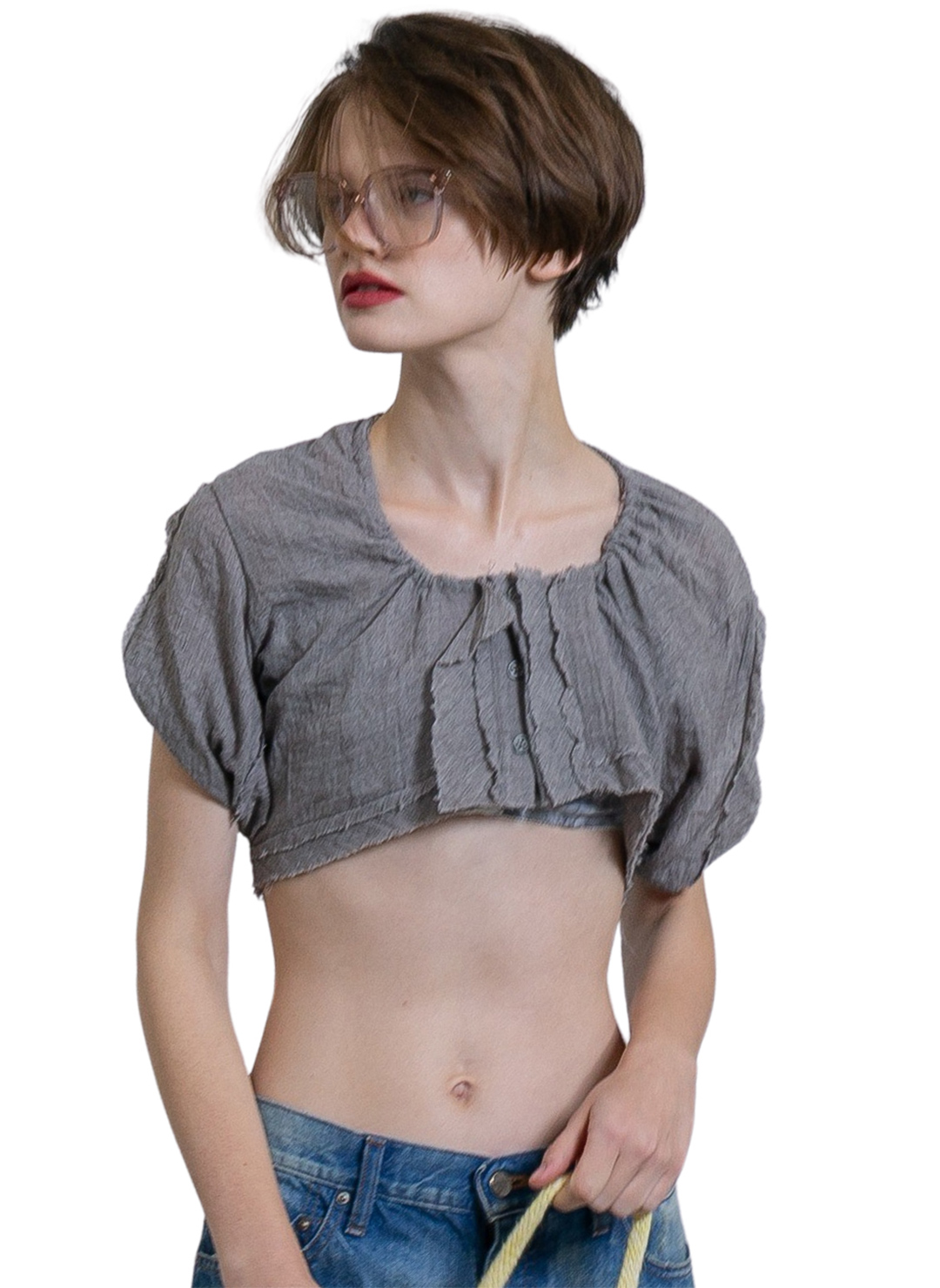 Twist Sleeve Tiny Shirts 詳細画像 Gray 1