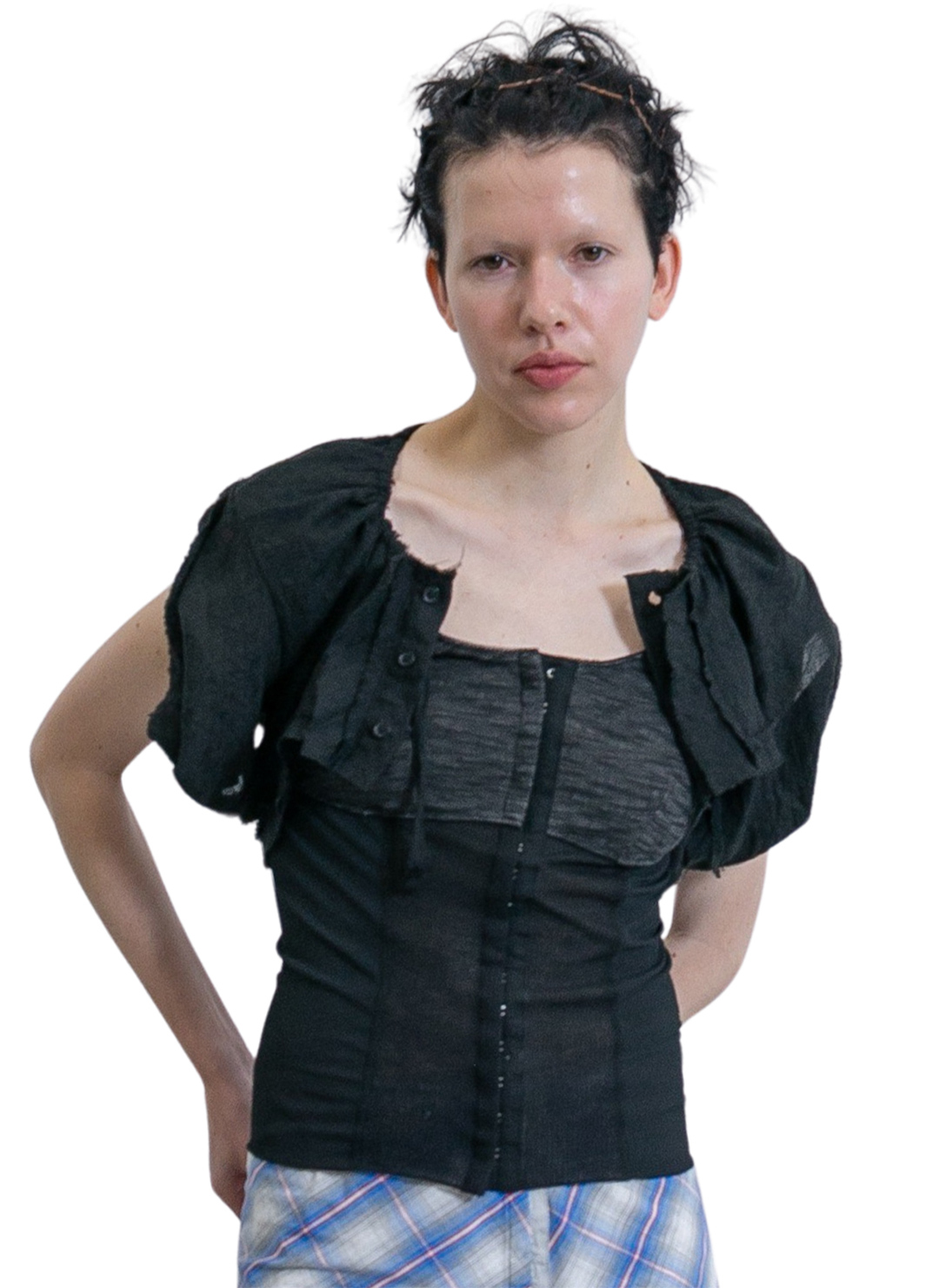 Twist Sleeve Tiny Shirts 詳細画像 Black 1