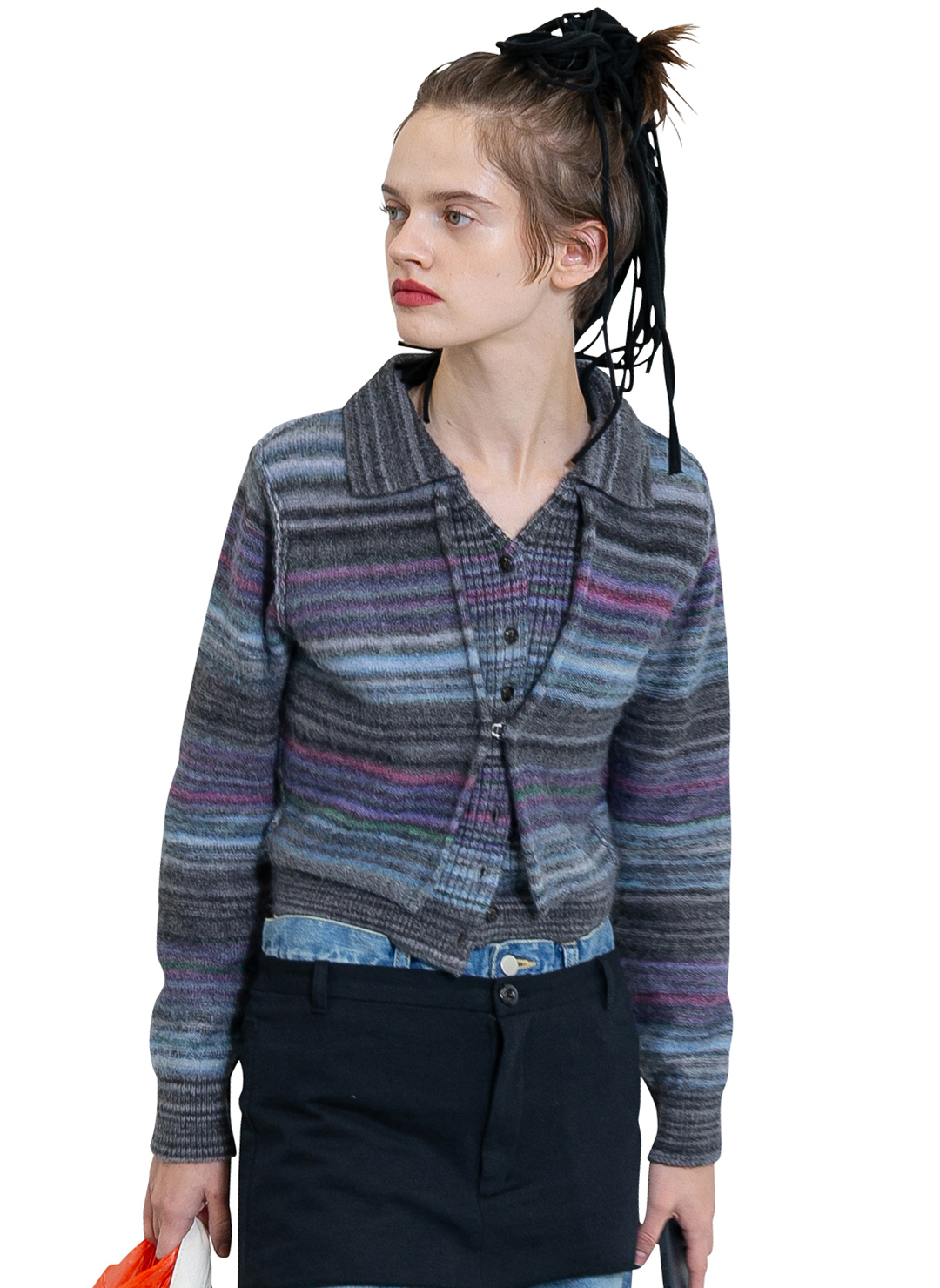 Striped Knit Shirts 詳細画像 Gray 1