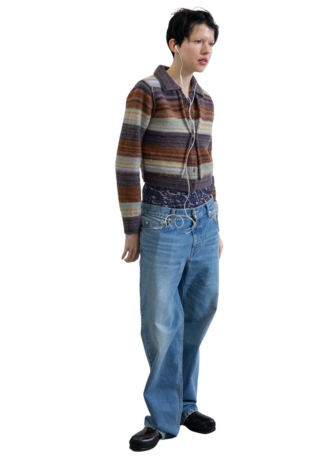 Striped Knit Shirts 詳細画像 Brown 2