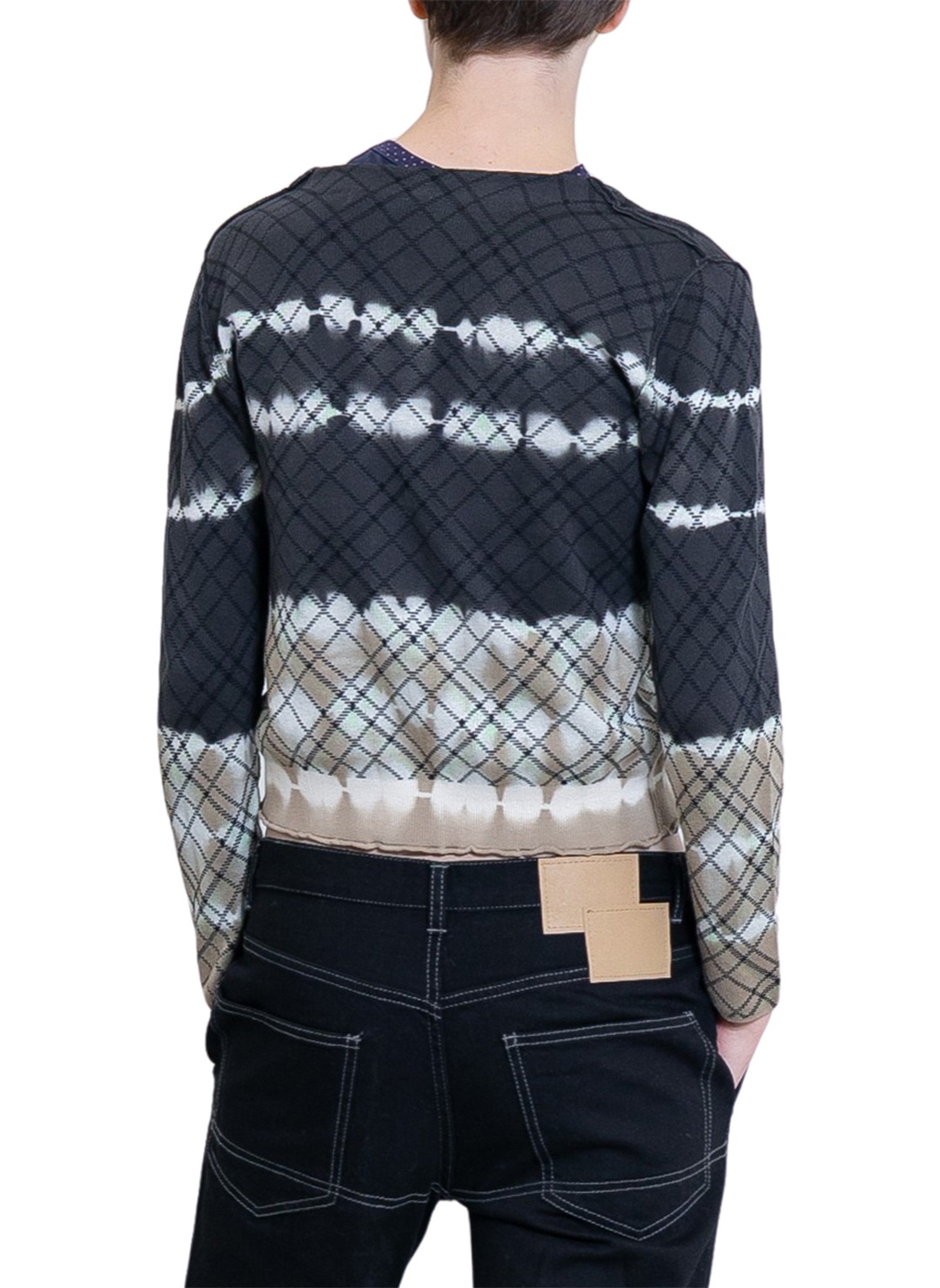 Dip-dye Check Knit Cardigan 詳細画像 Black 2
