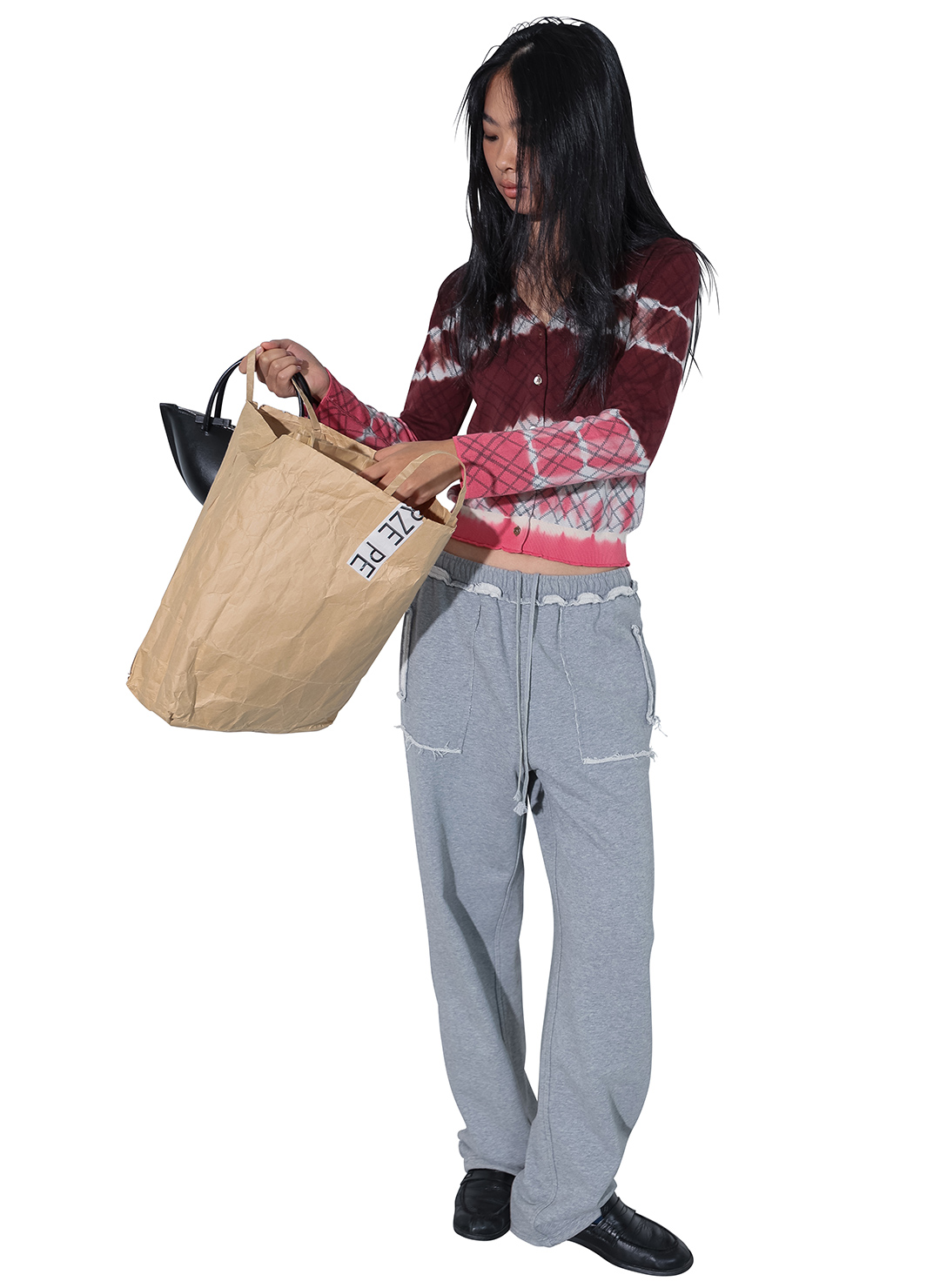 Dip-dye Check Knit Cardigan 詳細画像 Red 2