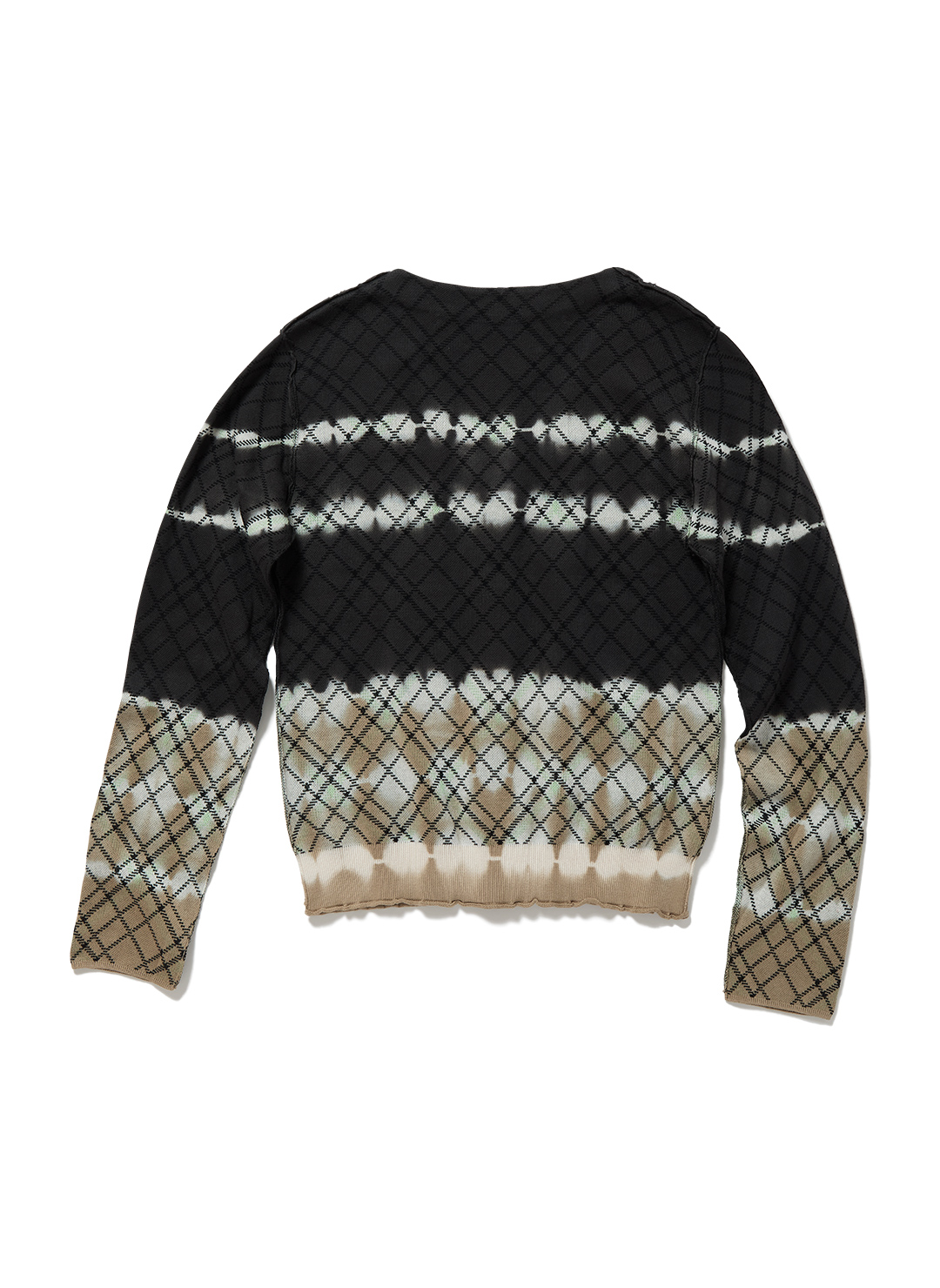 Dip-dye Check Knit Cardigan 詳細画像 Black 2