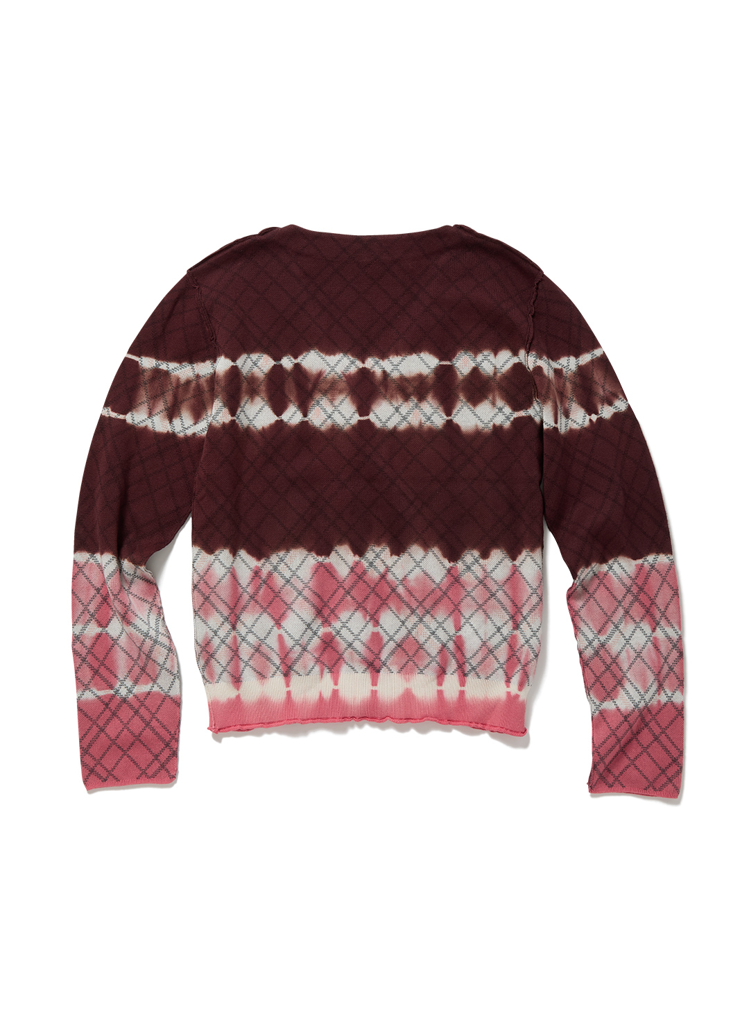 Dip-dye Check Knit Cardigan 詳細画像 Red 2