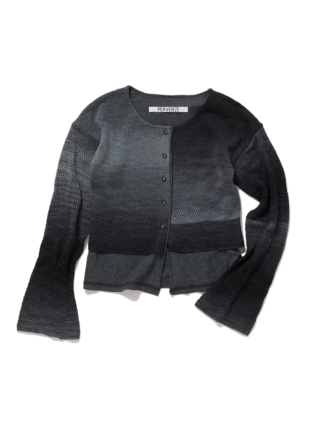 Double T-Layered Knit Cardigan 詳細画像 Gray 1