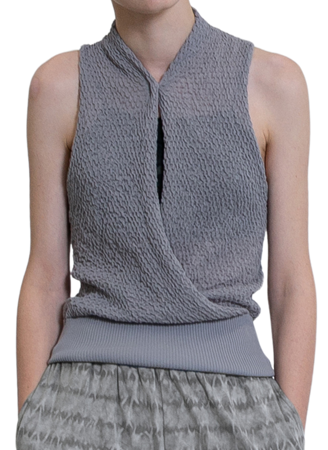 Shirring Sheer Knit Top 詳細画像 Gray 1