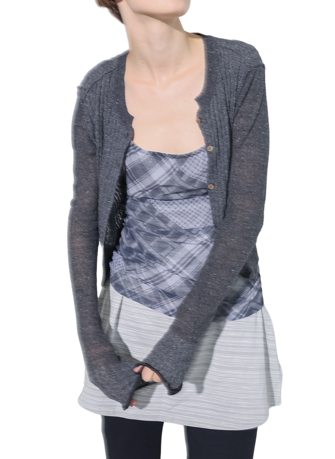 Silk Thin Cable Knit Cardigan 詳細画像 Gray 1