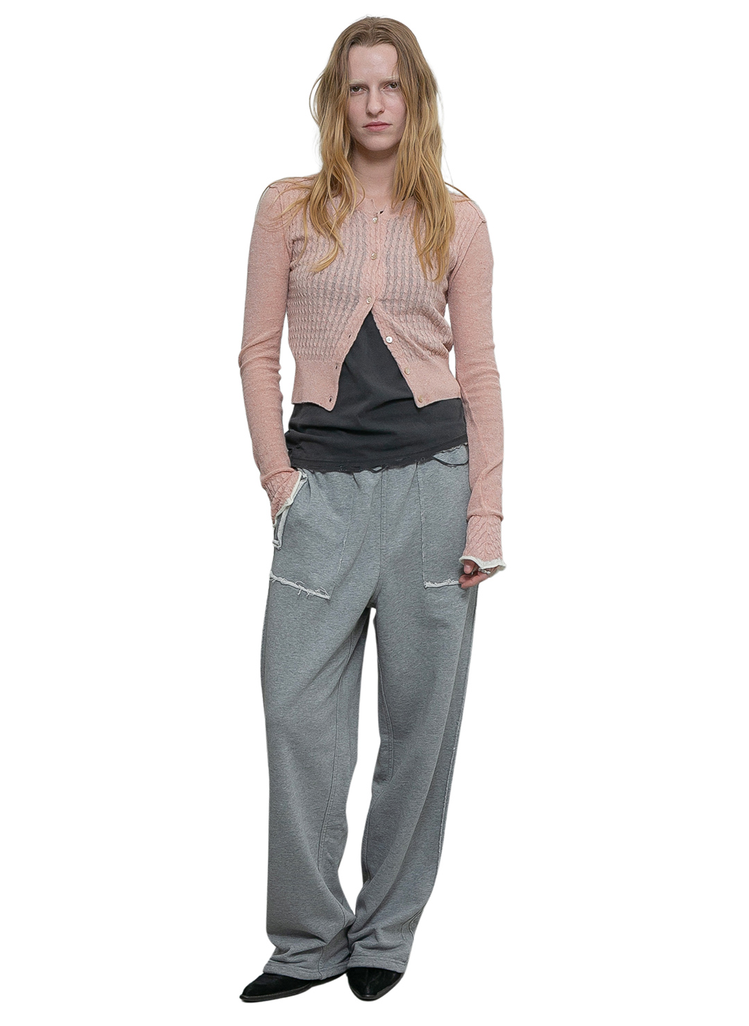 Silk Thin Cable Knit Cardigan 詳細画像 Pink 2