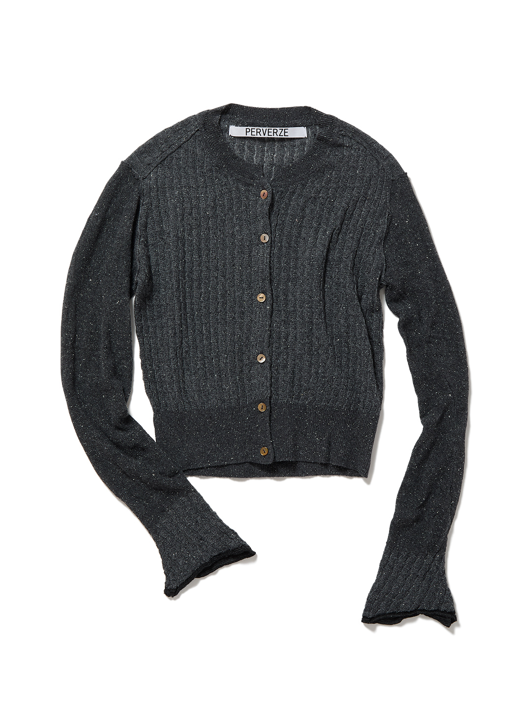 Silk Thin Cable Knit Cardigan 詳細画像 Gray 1