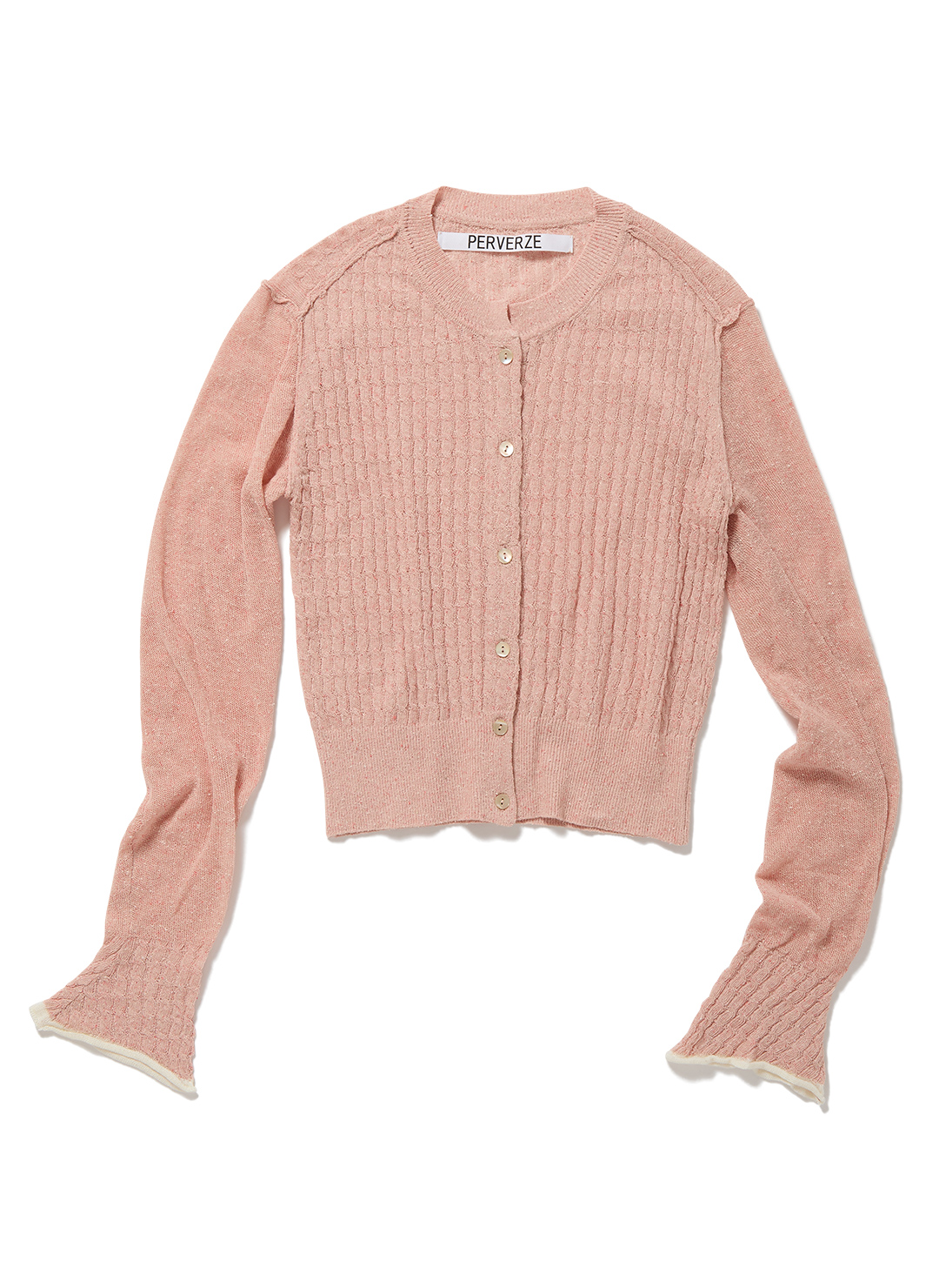 Silk Thin Cable Knit Cardigan 詳細画像 Pink 1