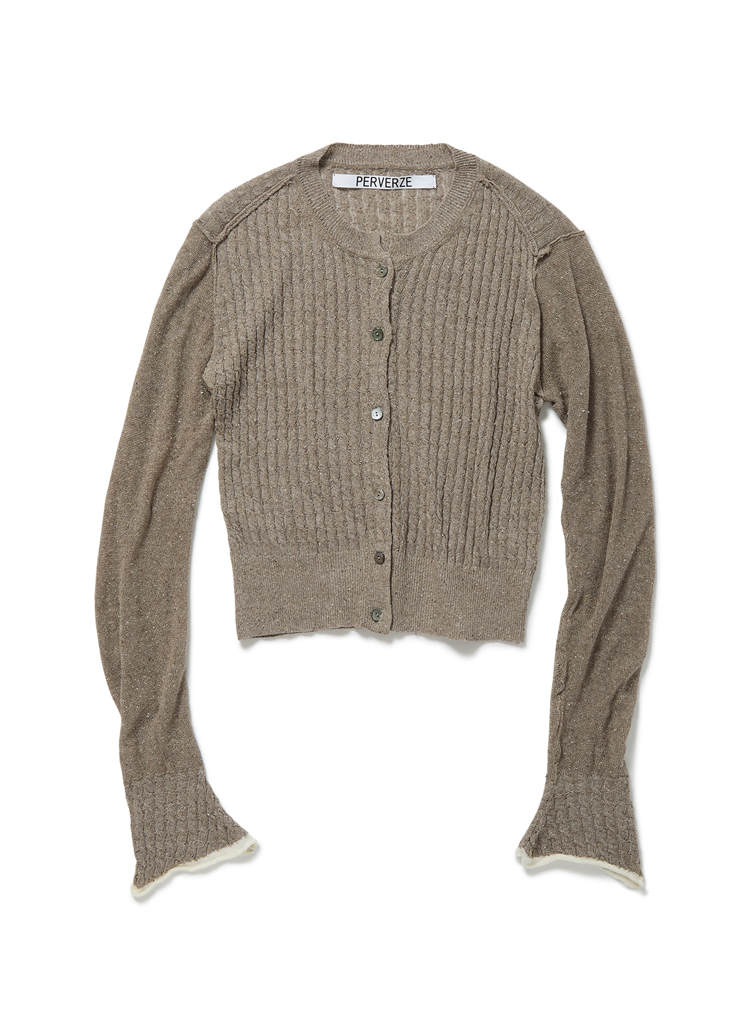 Silk Thin Cable Knit Cardigan 詳細画像 Beige 1