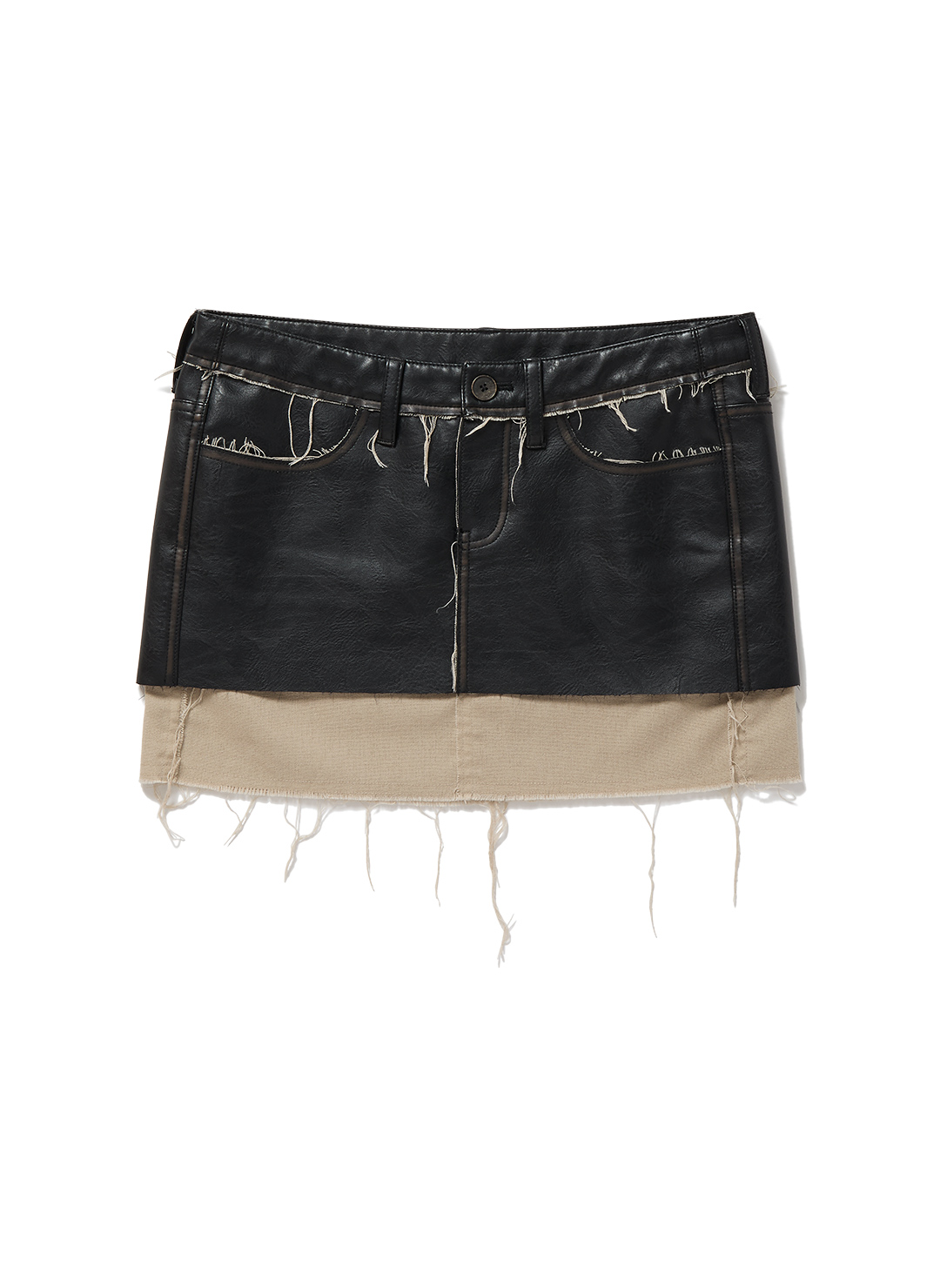 Washed Leather Mini Skirt
