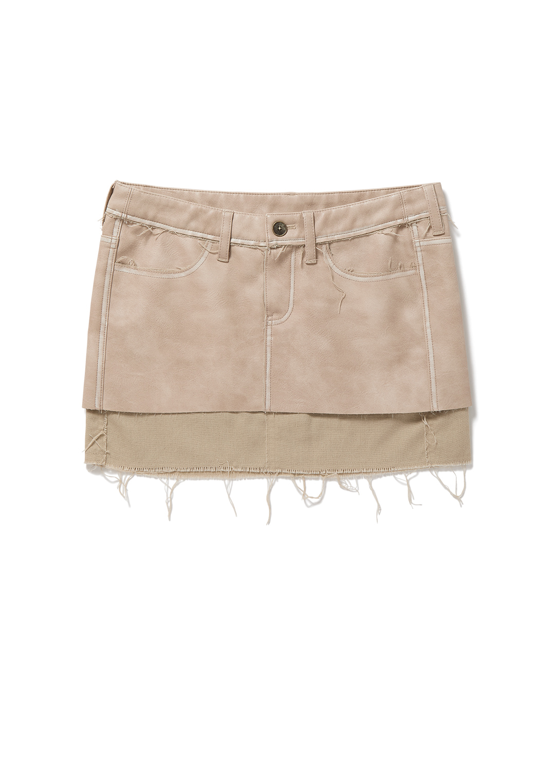 Washed Leather Mini Skirt