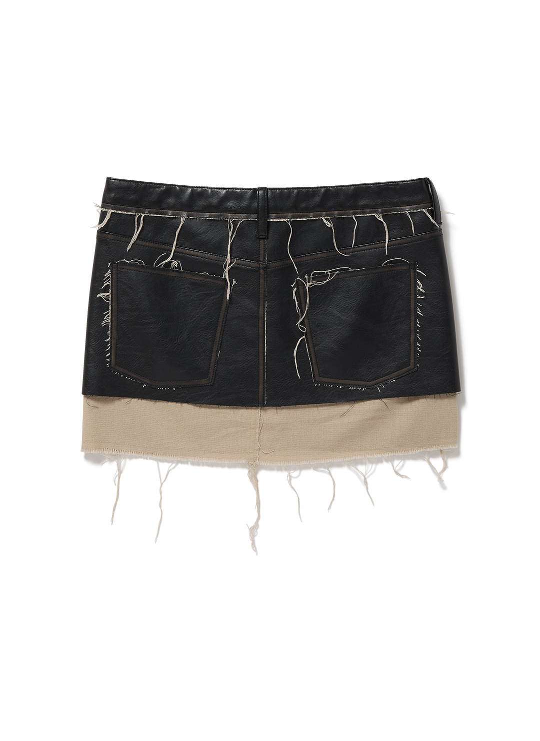 Washed Leather Mini Skirt 詳細画像 Black 2