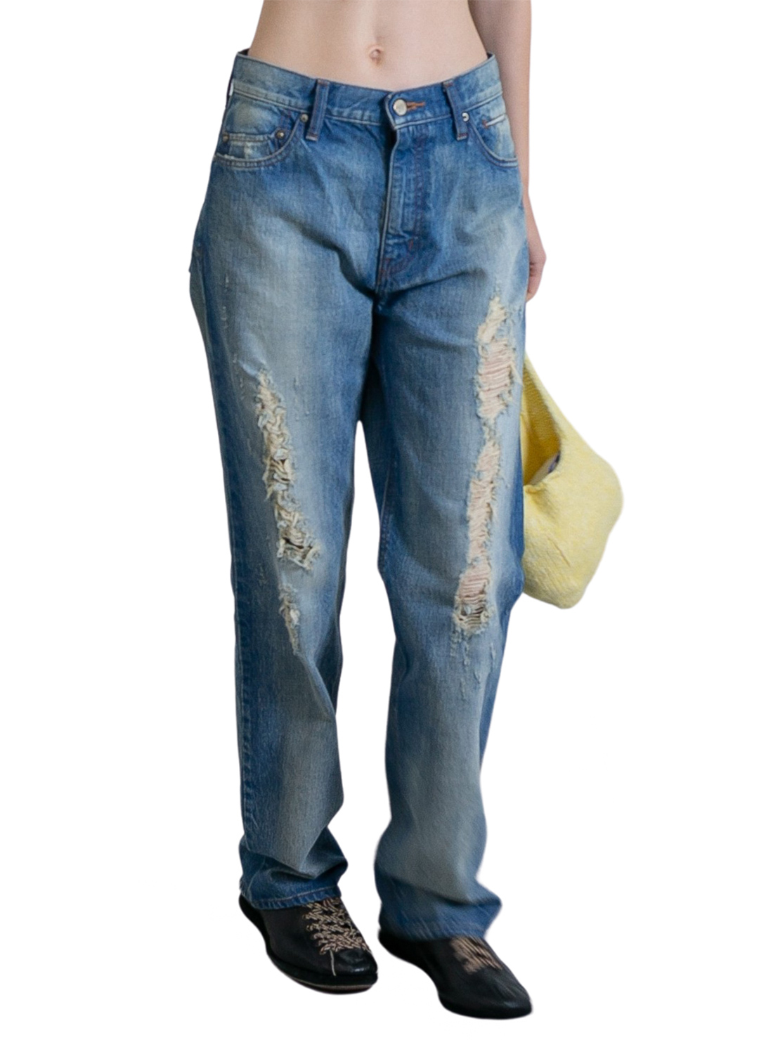 Washed-out Loose Straight Denim