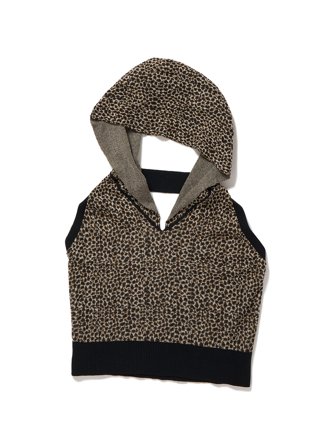 Cropped Hoodie Knit Top 詳細画像 Mix 1