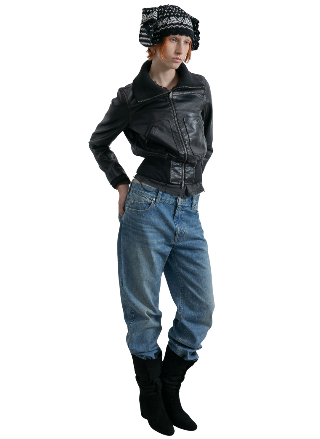 Faded Leather Blouson 詳細画像 Black 3
