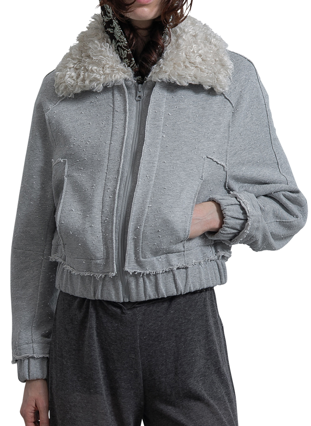 Fur Trimmed Sweat Blouson