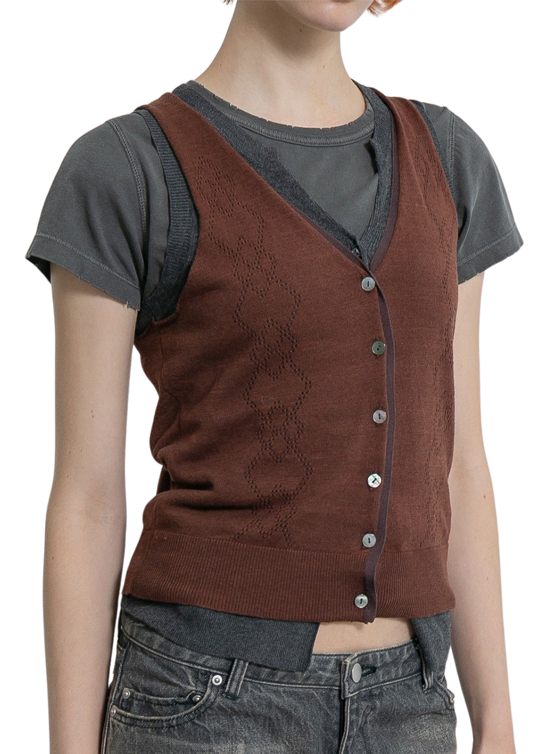 Eyelet Layered Knit Top 