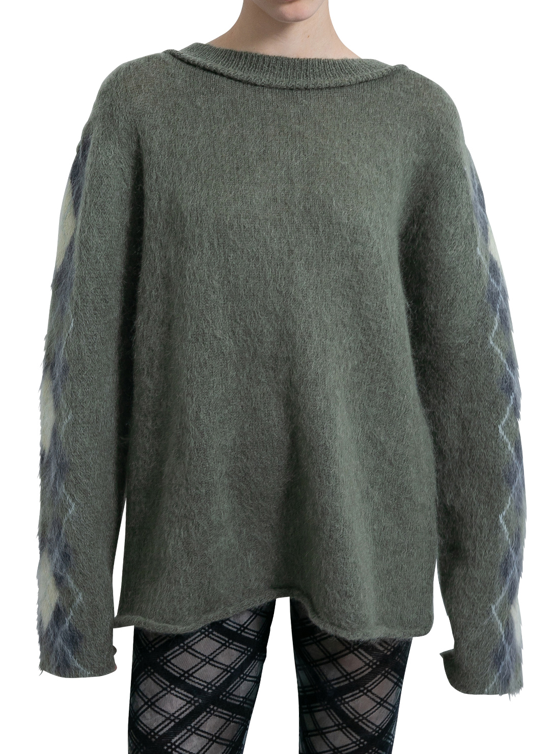 Argyle Line Knit Top 詳細画像 Khaki 1