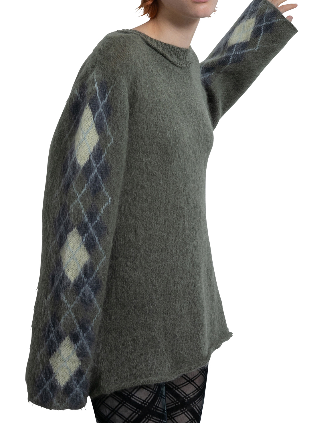 Argyle Line Knit Top 詳細画像 Khaki 2