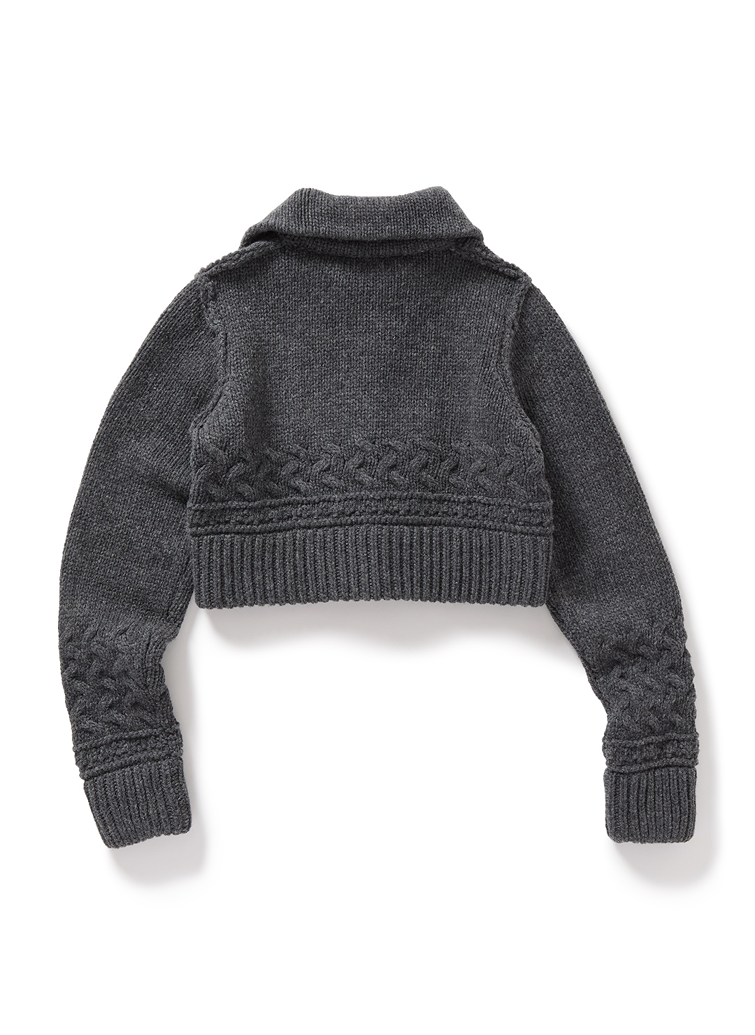 Chunky Cable Wool Knit Cardigan 詳細画像 Gray 2