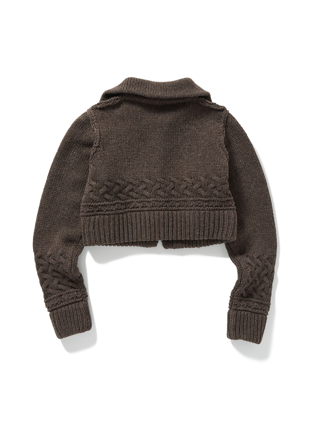 Chunky Cable Wool Knit Cardigan 詳細画像 Brown 2