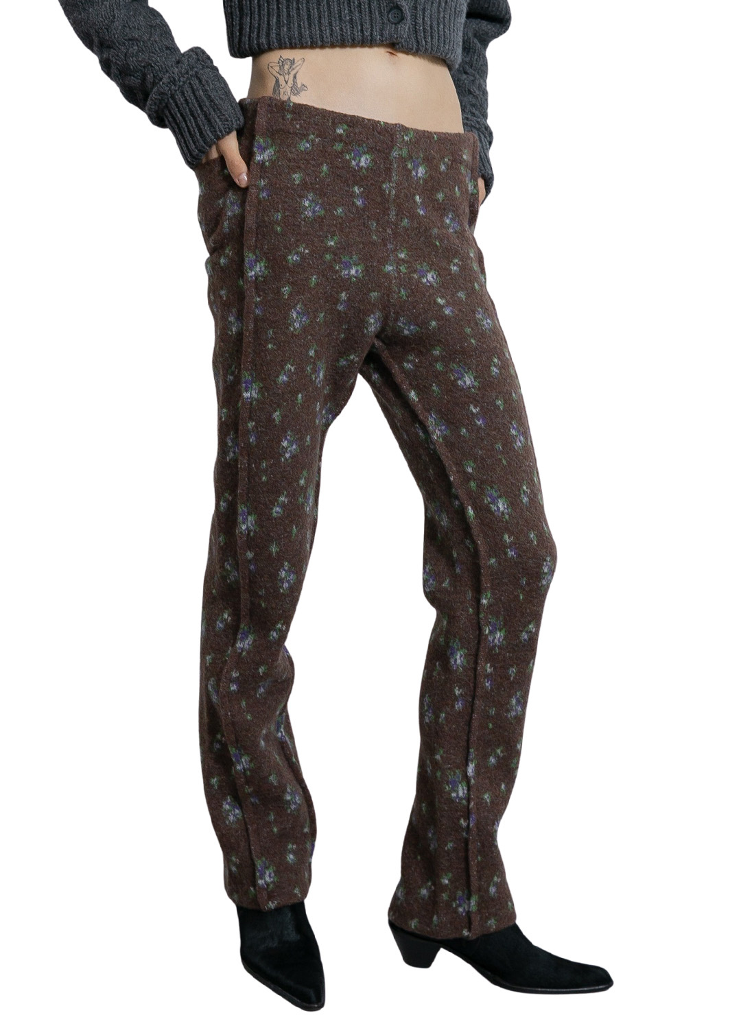 Floral Dot Knit Pants 詳細画像 Brown 1