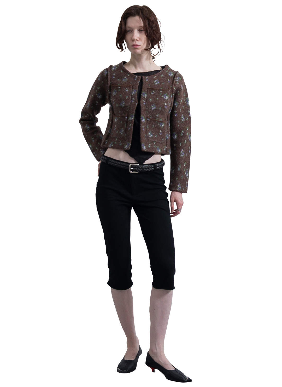 Floral Dot Knit Cardigan 詳細画像 Brown 2