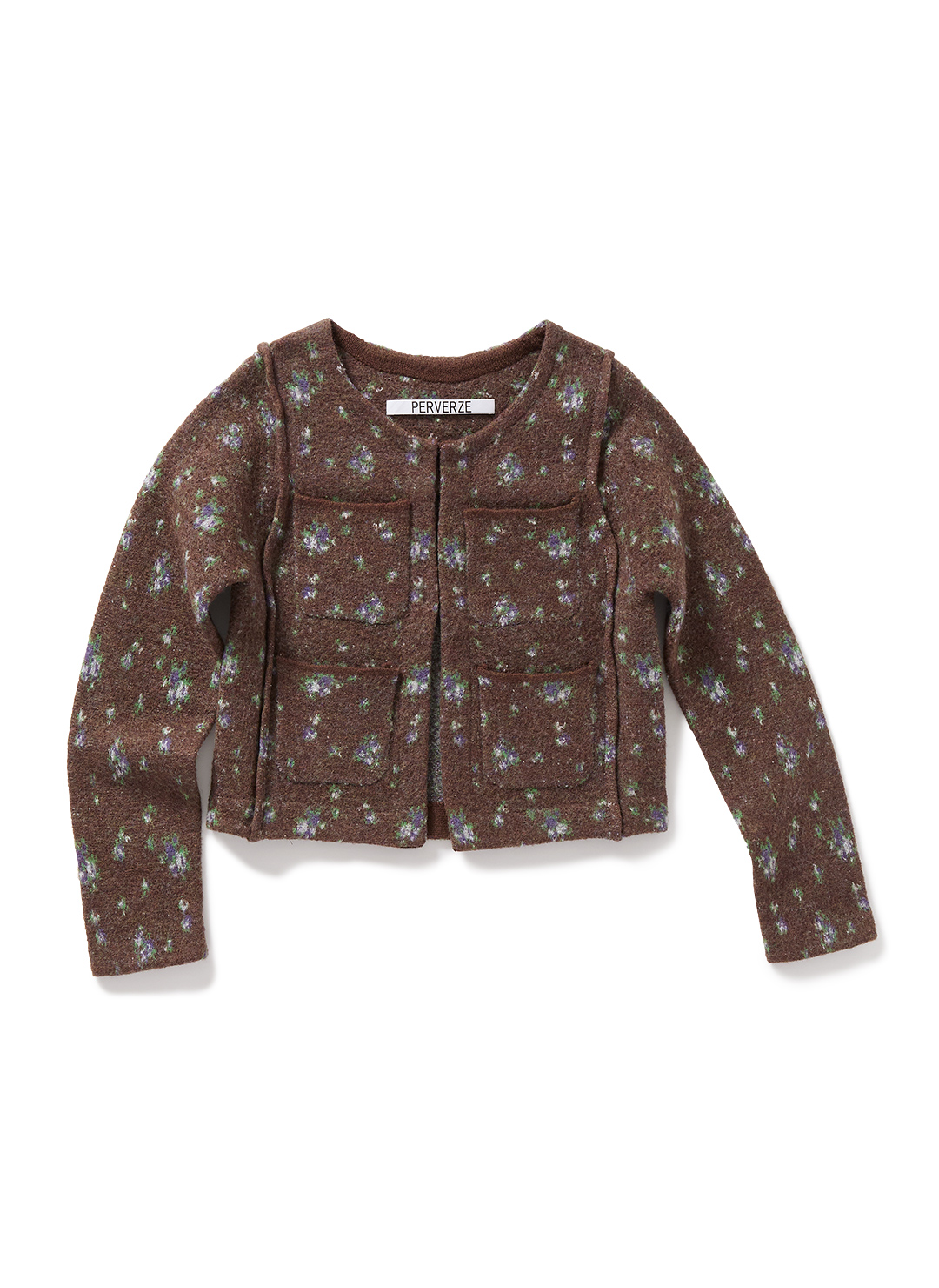 Floral Dot Knit Cardigan 詳細画像 Brown 1
