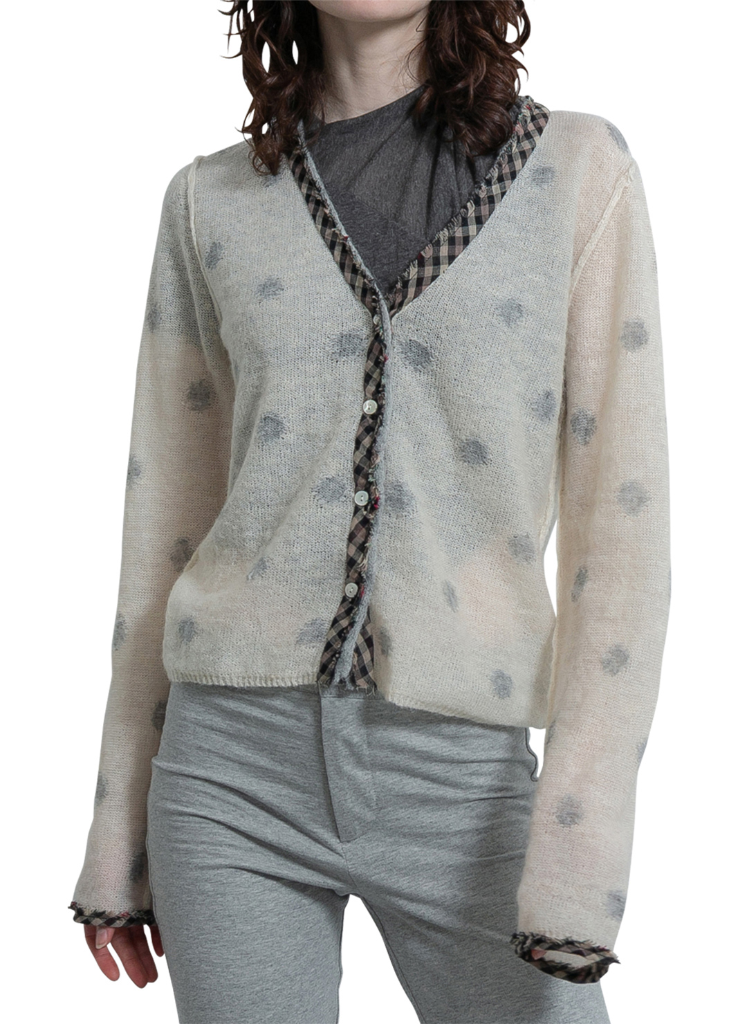 Jacquard Dot Knit Cardigan 詳細画像 White 1