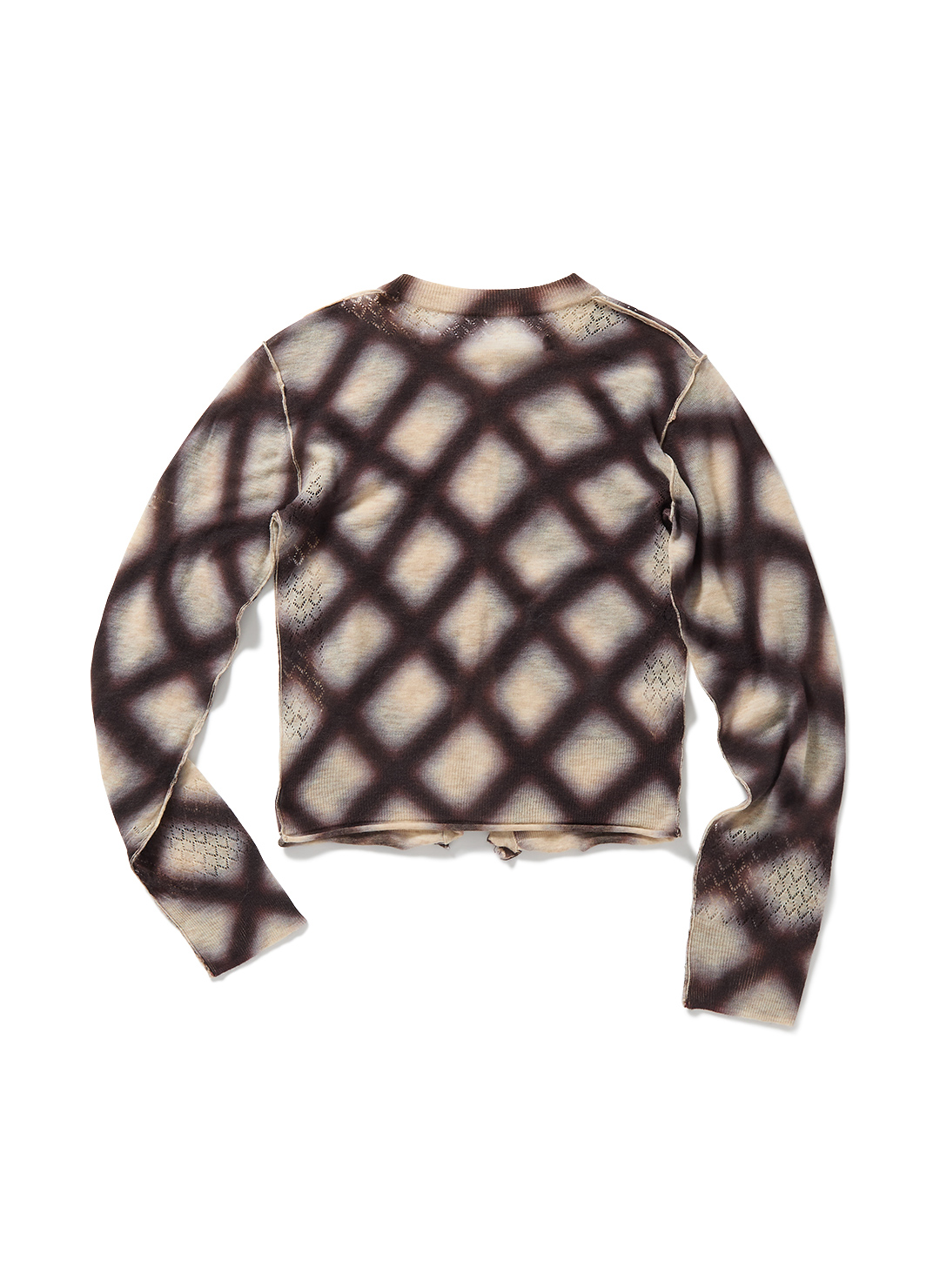 Spray-Painted Check Knit Cardigan 詳細画像 Beige 2