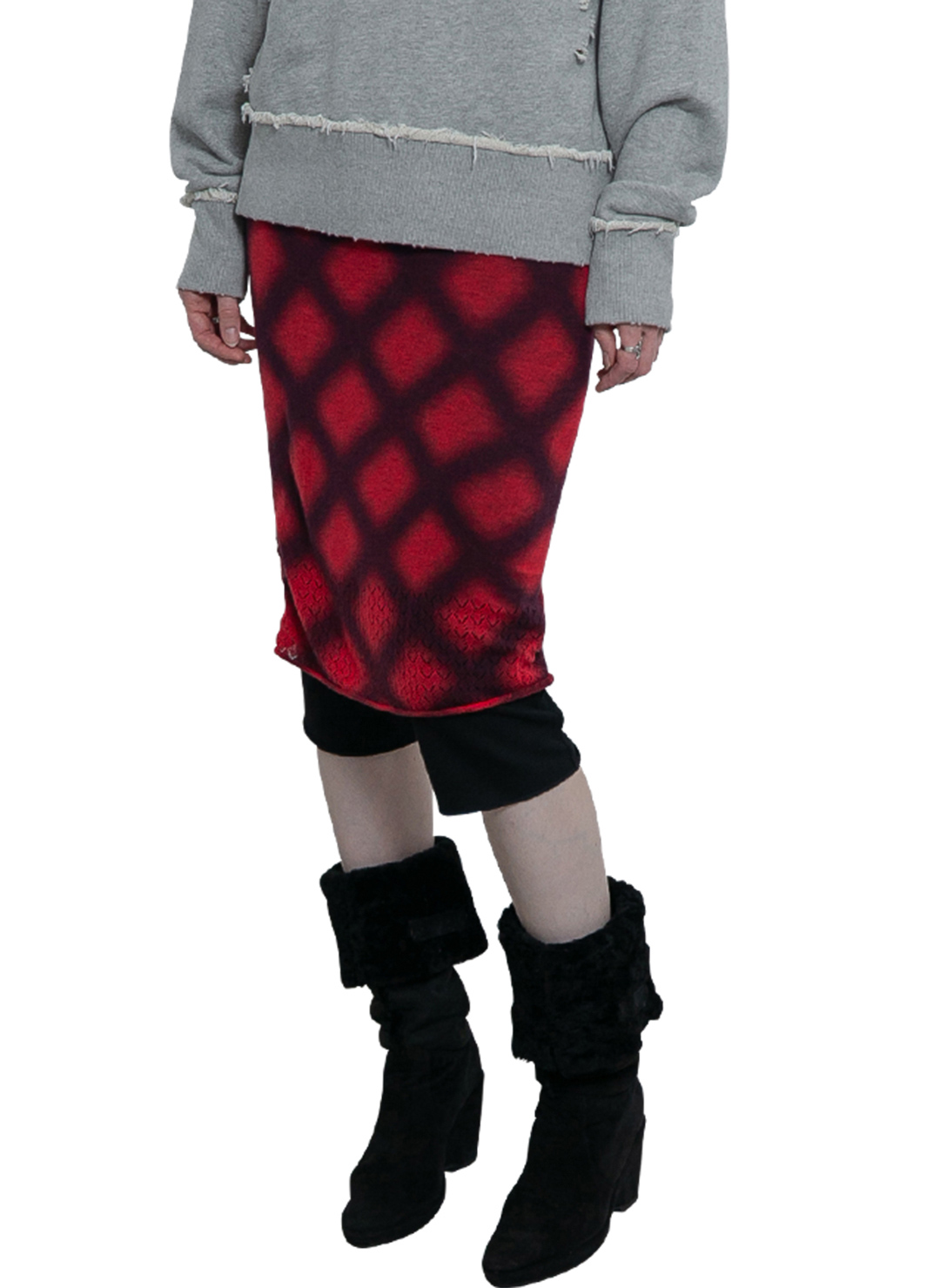 Spray-Painted Check Knit Skirt