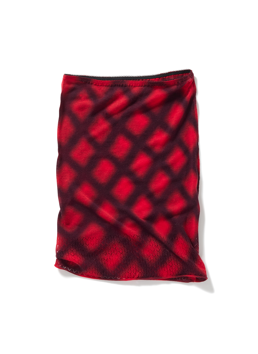 Spray-Painted Check Knit Skirt 詳細画像 Red 1