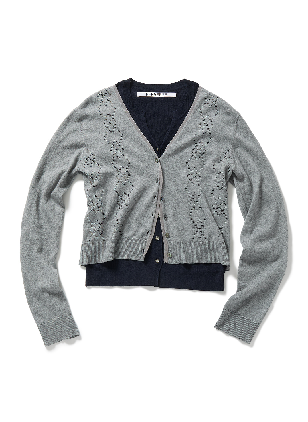 Eyelet Layered Knit Long Sleeve Top 
