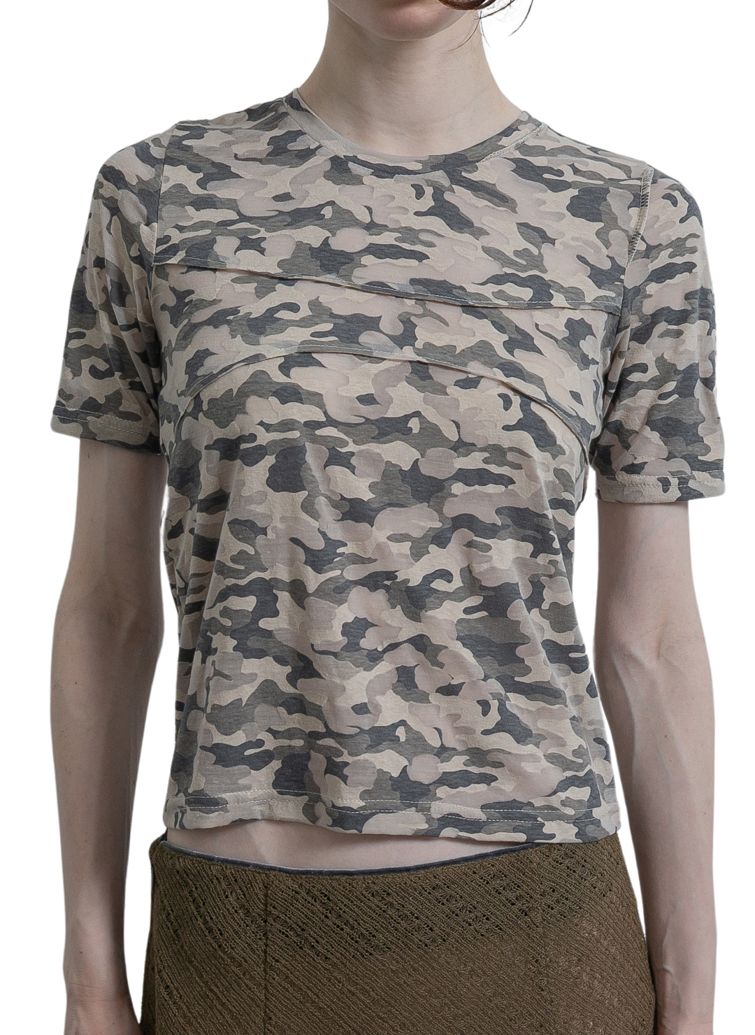 Paneled Fitted T-Shirt 詳細画像 Beige 1