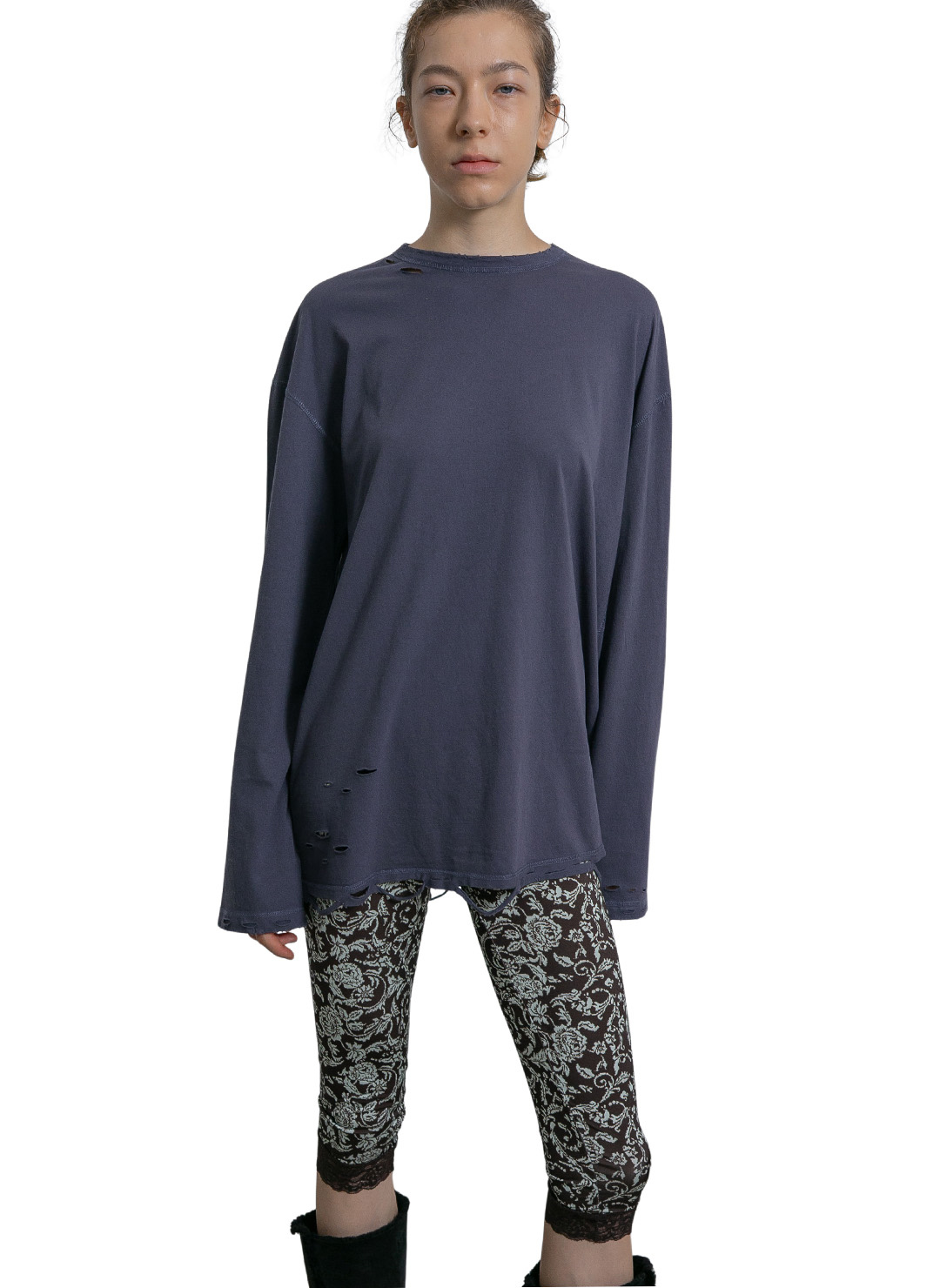 DISTRESS Long Sleeve T-Shirt 詳細画像 Navy 2