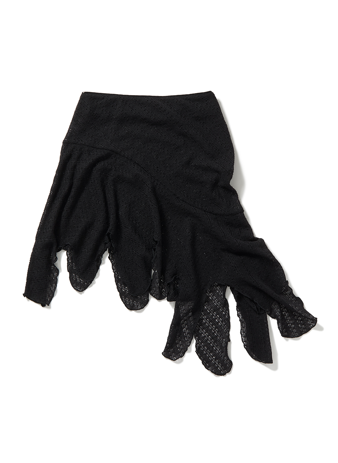 Knit Lace Jagged-hem Skirt 詳細画像 Black 1