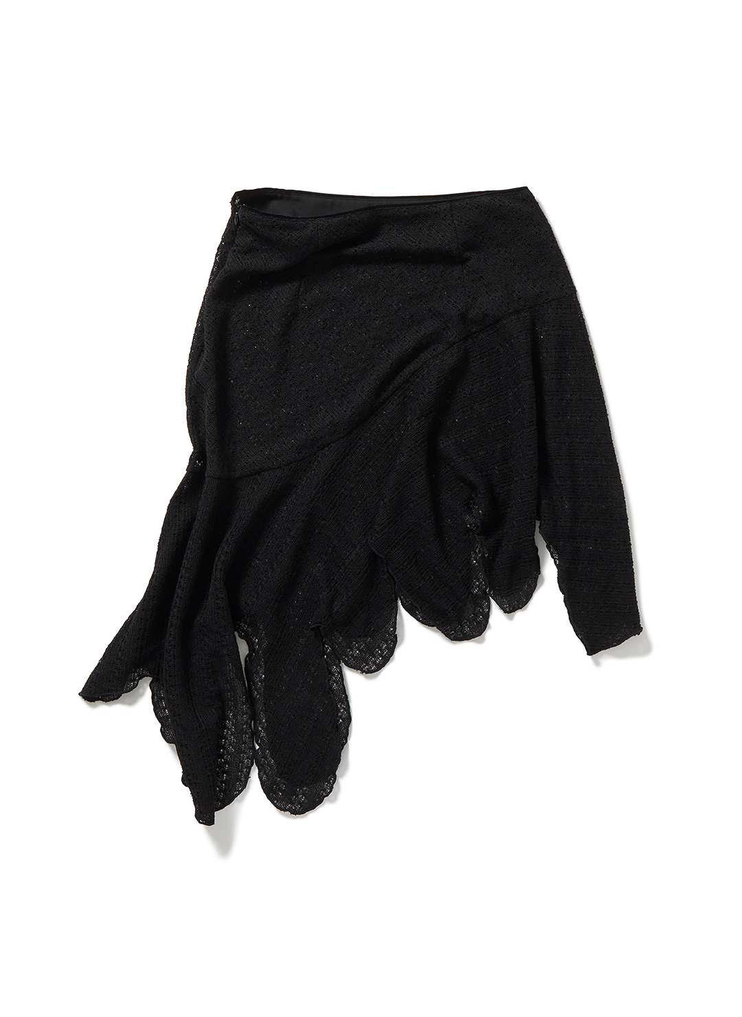 Knit Lace Jagged-hem Skirt 詳細画像 Black 2