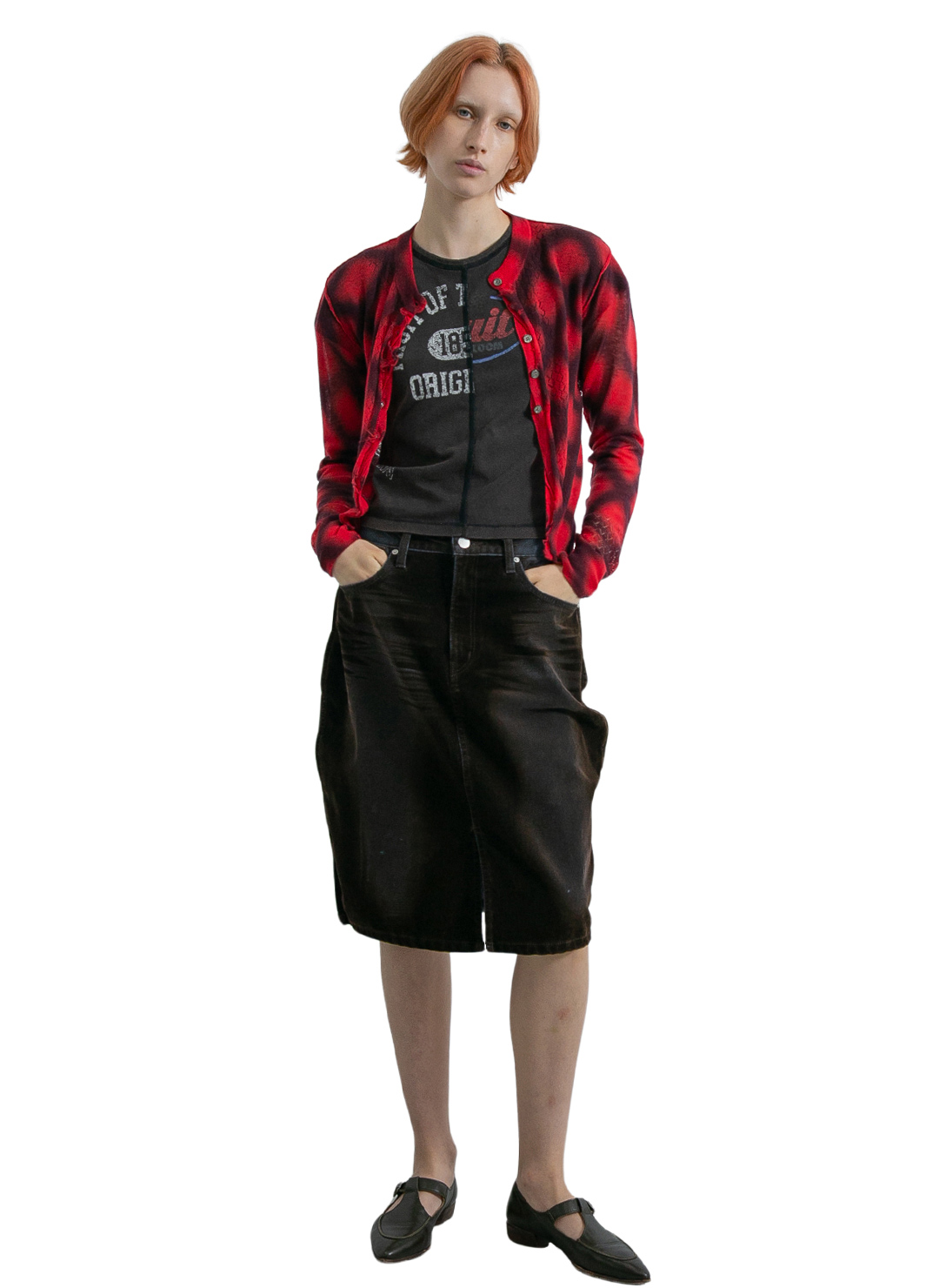 Flocky Denim Skirt 詳細画像 Brown 2