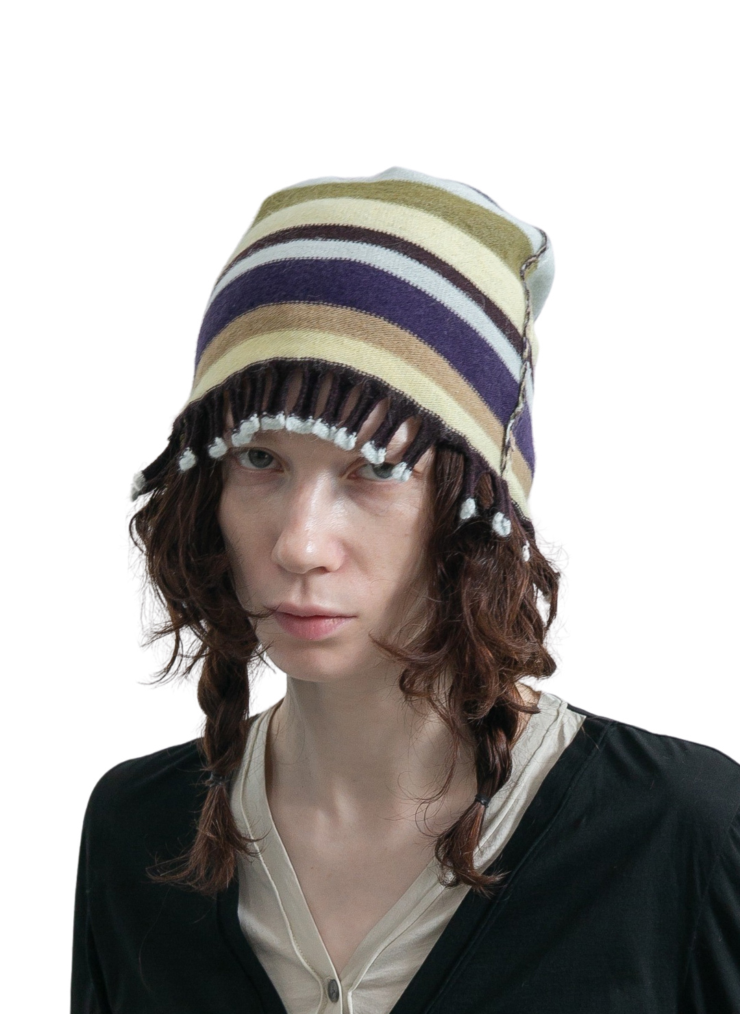 Mini Fringe Knit Cap 詳細画像 Mix 2