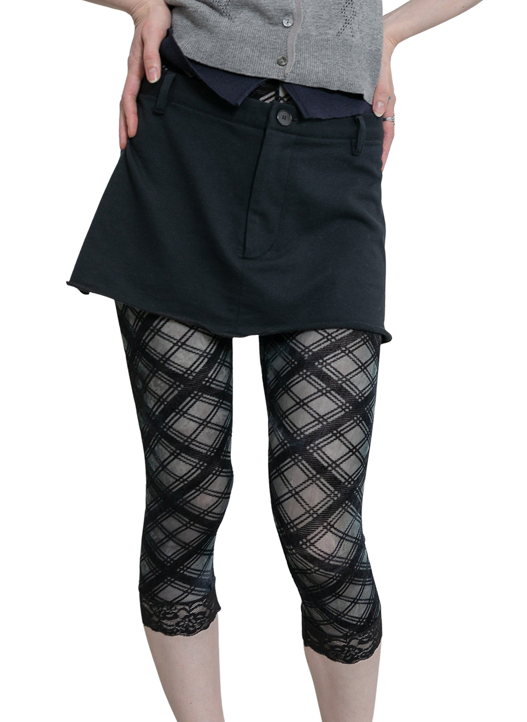 Lace-Trim Mid-Calf Shorts 
